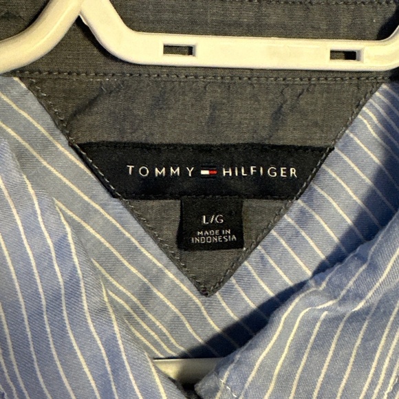 Tommy Hilfiger Button-Up Shirt Women's Large White Blue Stripe Preppy Nautical - Picture 5 of 11